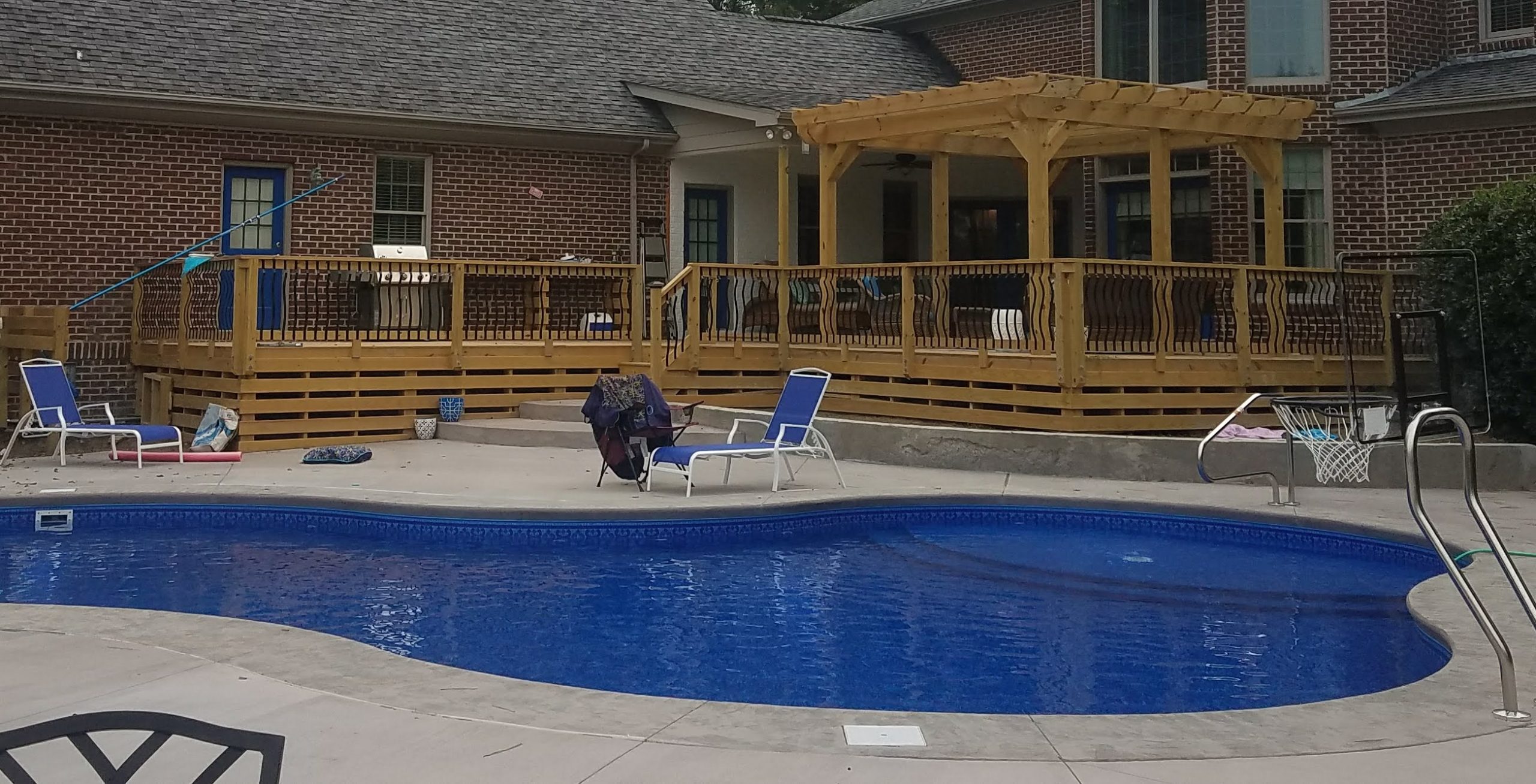 Treated deck with pool apron